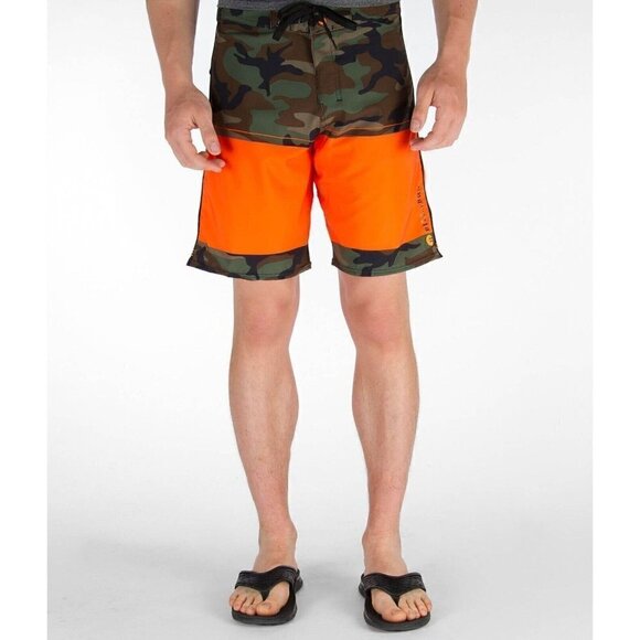 Billabong PX2 Platinum Mens Sz 40 Camo Green & Orange Boardshorts - Picture 1 of 10